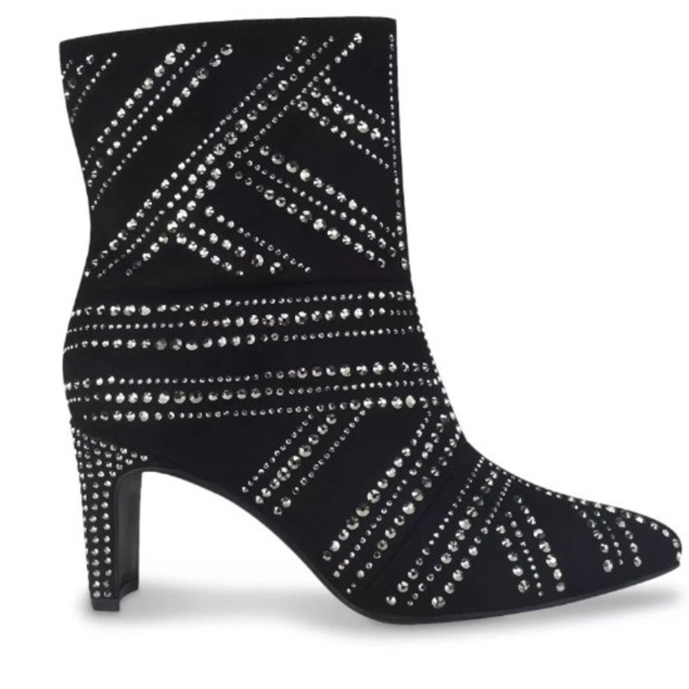 NIB IMPO Virgie Booties Rock N Roll Studded Black Faux Suede Boots 9
